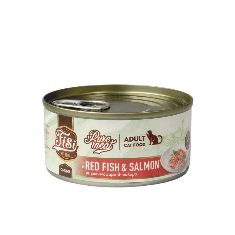 Φωτογραφία προϊόντος: Fisi Pure Meat Cat Adult Κοκκινόψαρο + Σολομός 170 gr