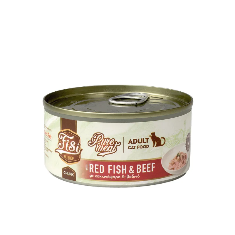 Φωτογραφία προϊόντος: Fisi Pure Meat Cat Adult Κοκκινόψαρο + Μοσχάρι 170 gr