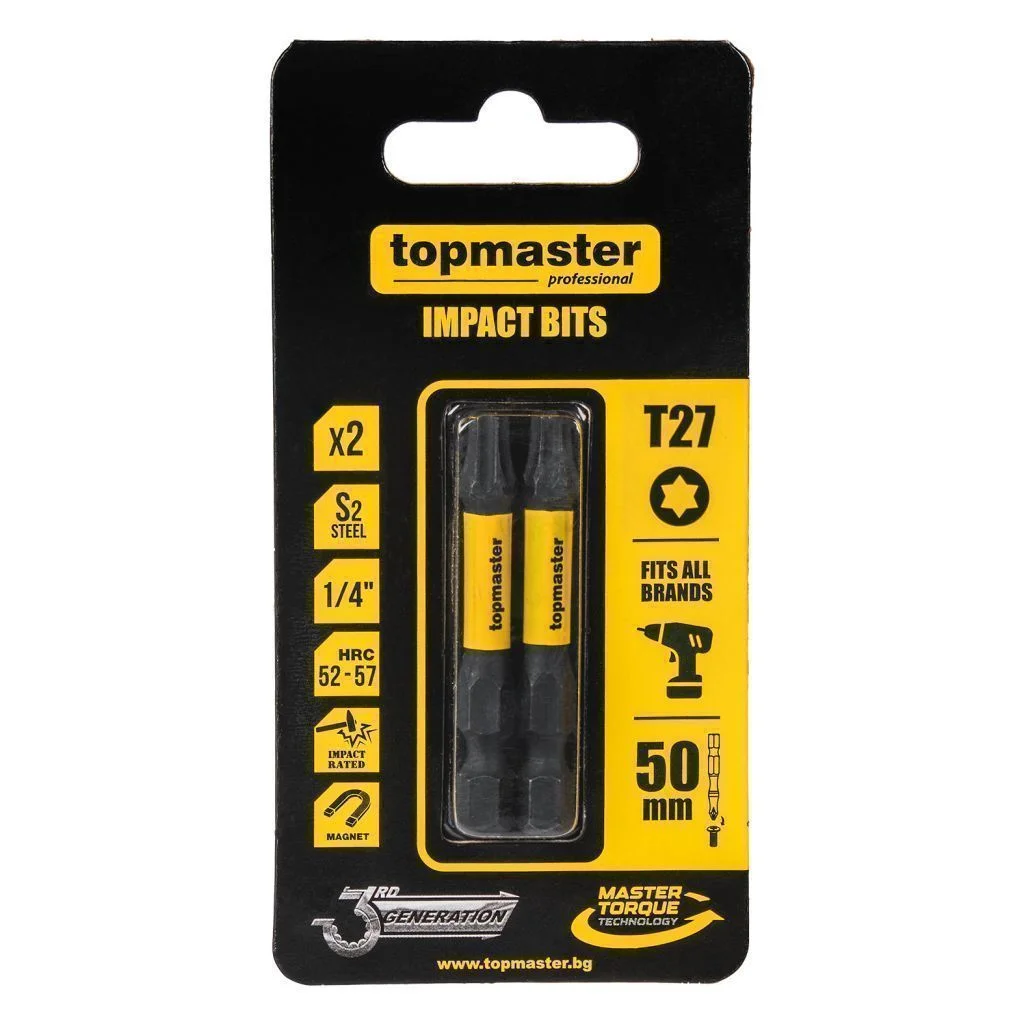 Φωτογραφία προϊόντος: Topmaster Μύτες κατσαβιδιού Impact Torx με Μέγεθος TX27 50mm7 2τεμ. 338739 TOP MASTER
