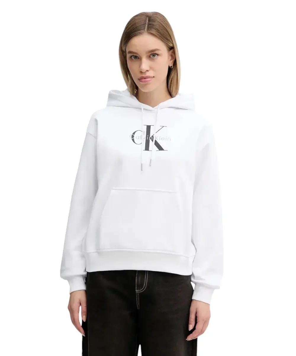 Φωτογραφία προϊόντος: Calvin Klein - Γυναικείο Φούτερ Cotton Terry Logo Hoodie LV047E221G-YAA Λευκό