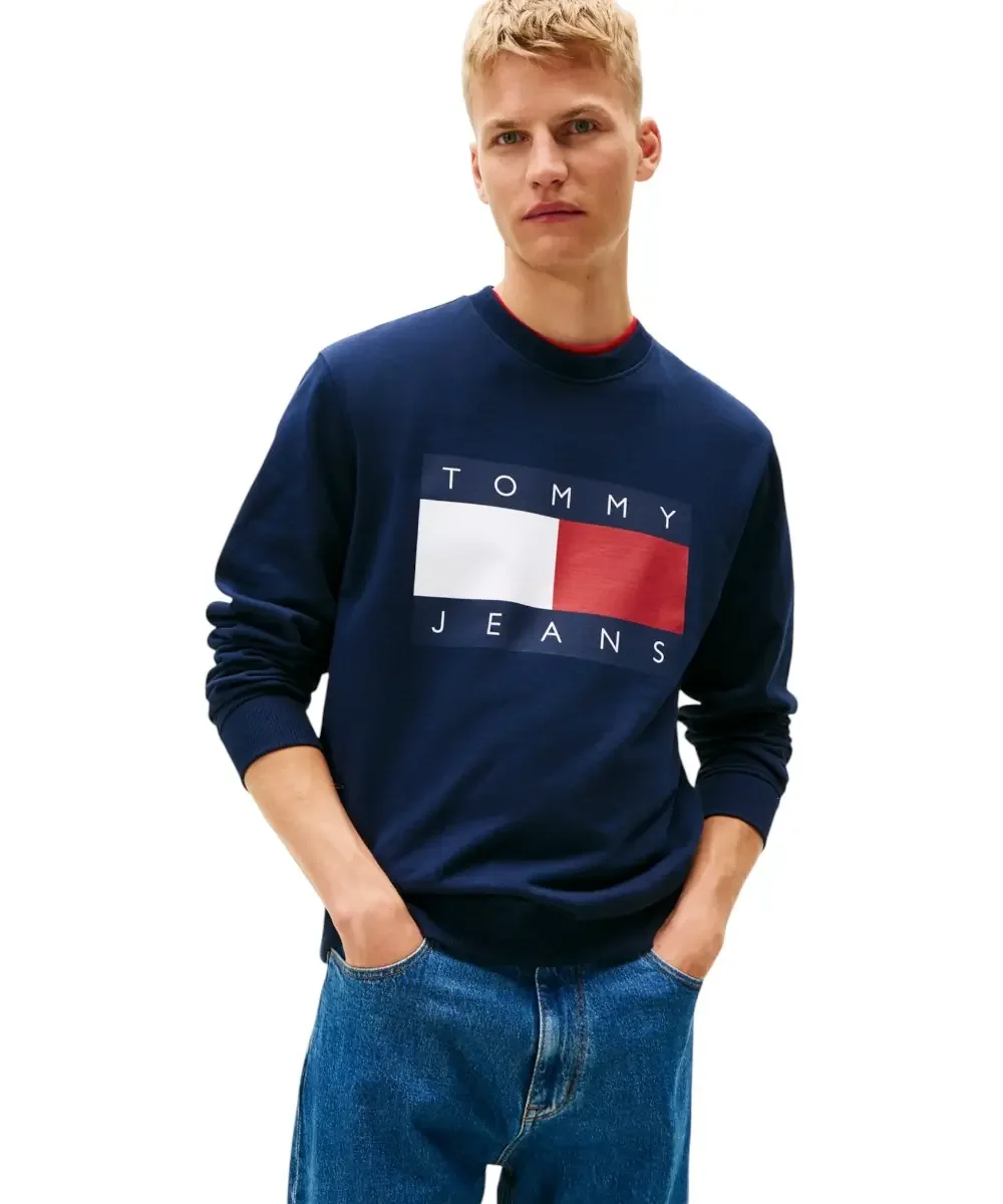 Φωτογραφία προϊόντος: Tommy Hilfiger - Ανδρικό Φούτερ Big Flag Regular Fit DM0DM22643-C1G Μπλε Σκούρο