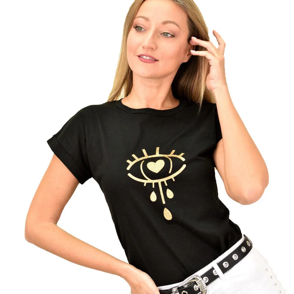 Φωτογραφία προϊόντος: First Woman Γυναικείο T-shirt με τύπωμα μάτι / Μαύρο
