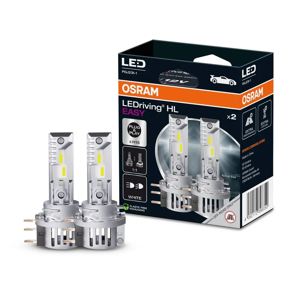 Φωτογραφία προϊόντος: OSRAM LEDriving HL EASY H15 12V 38W/16.5W PGJ23t-1 6000K – Λάμπες LED Αυτοκινήτου (Σετ 2 τμχ)