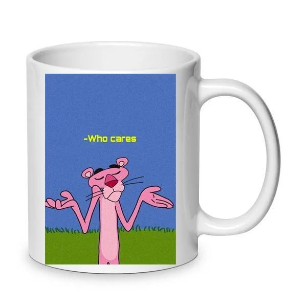 Φωτογραφία προϊόντος: The Pink Panther mug Ο Ροζ Πάνθηρας κούπα no8 κεραμική 330ml Who cares αστεία χιουμοριστική