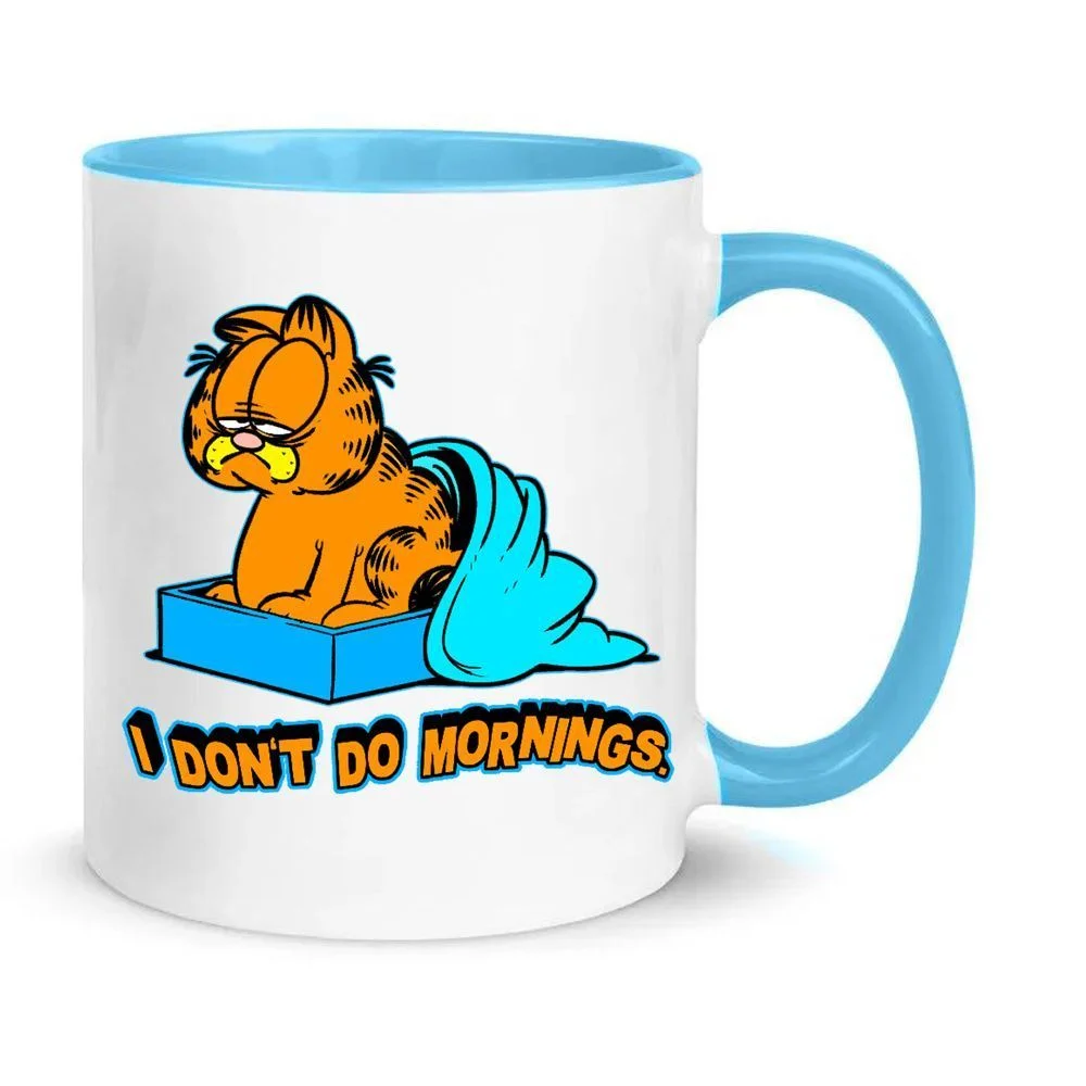 Φωτογραφία προϊόντος: Κούπα Γάτα Garfield Mug Κεραμική 330ml No12 λευκή γαλάζια αστεία χιομουριστική mornings