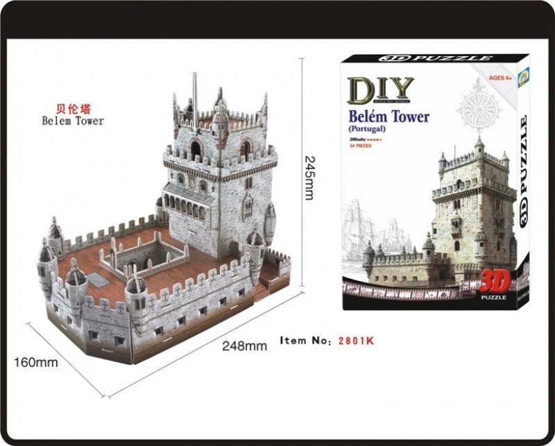 Φωτογραφία προϊόντος: Puzzle 3D DIY Belem Tower Portugal 54 κομμάτια