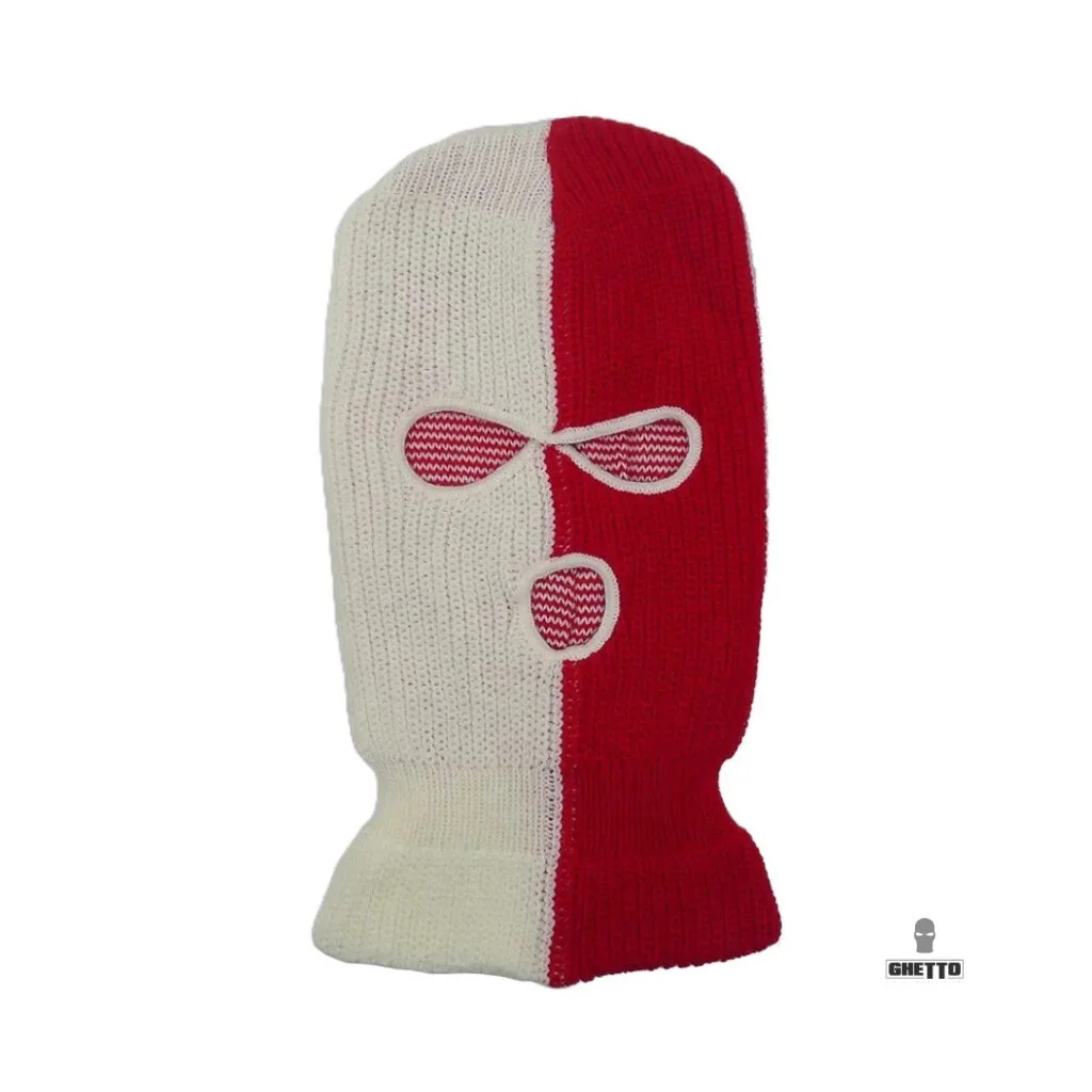 Φωτογραφία προϊόντος: Ghetto Red/White Full Face Cover Double Color 3 Holes
