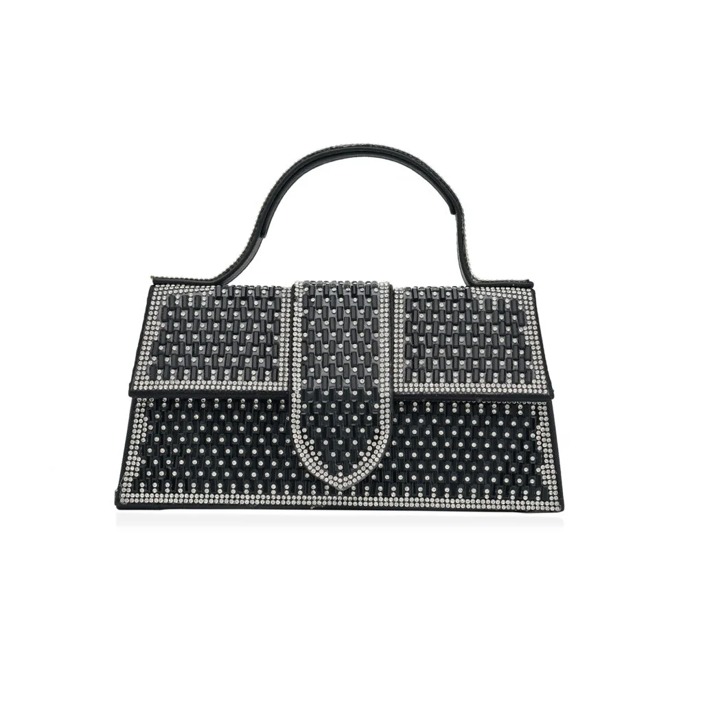 Φωτογραφία προϊόντος: Ghetto Crystal Top Handle Evening Bag | Luxury Rhinestone Statement Handbag Black