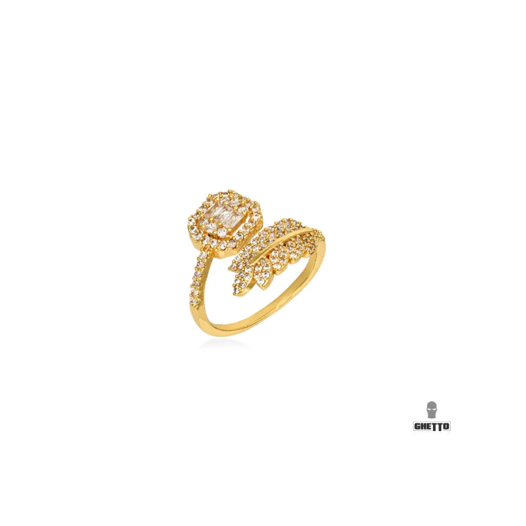 Φωτογραφία προϊόντος: Ghetto Square Leaf Open ZC Ring Adjustable Gold