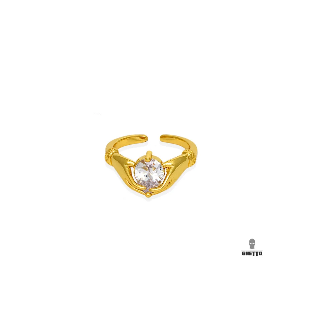 Φωτογραφία προϊόντος: Ghetto Hand Shape Diamond Ring Adjustable Gold