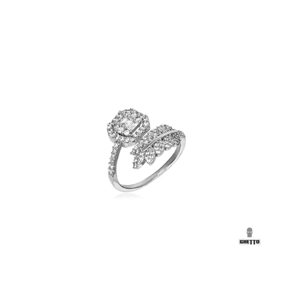 Φωτογραφία προϊόντος: Ghetto Square Leaf Open ZC Ring Adjustable Silver