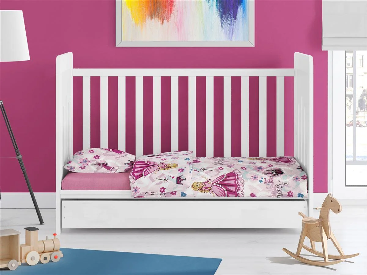 Φωτογραφία προϊόντος: Παπλωματοθήκη Polycotton Κούνιας 120x160εκ. Princess 390 Pink Dimcol