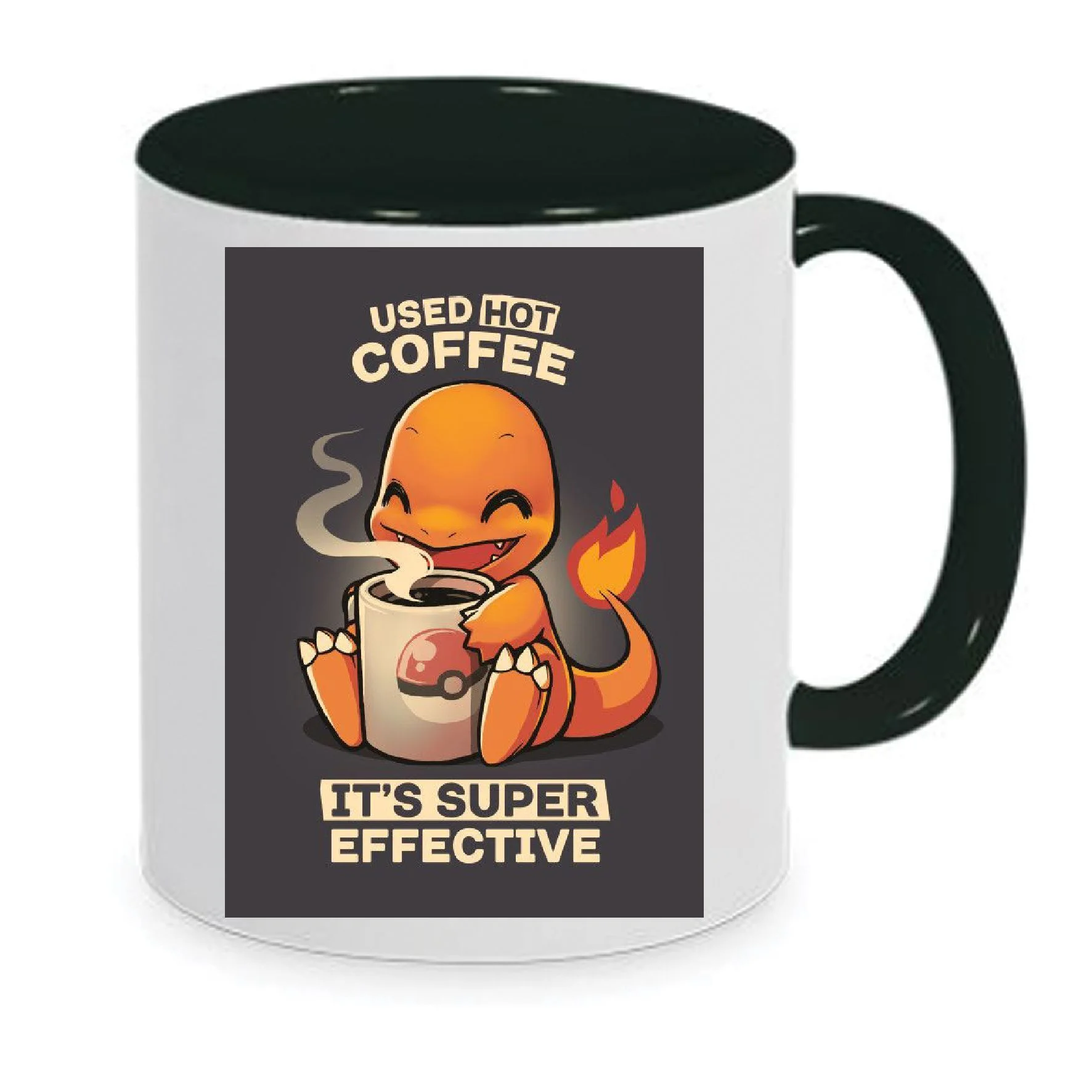 Φωτογραφία προϊόντος: Pokemon Charmander drinking coffee funny κούπα πόκεμον no1 κεραμική λευκή μαύρη 330ml