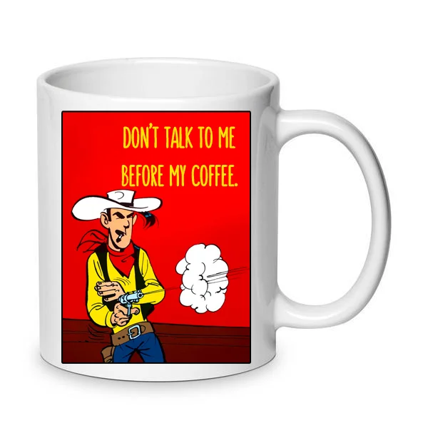 Φωτογραφία προϊόντος: Lucky Luke mug coffee Λούκι λουκ κούπα no8 κεραμική 330ml αστεία χιουμοριστική λευκή