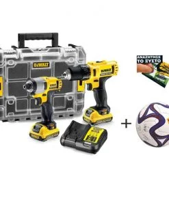 Φωτογραφία προϊόντος: DEWALT 10.8V XR Li-ION Σετ Δραπανοκατσάβιδο + Κόμπακτ Παλμικό Κατσαβίδι σε Βαλίτσα Μεταφοράς + Μπάλα Ποδοσφαίρου