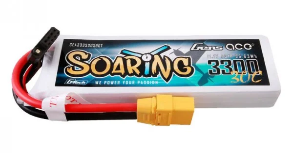 Φωτογραφία προϊόντος: Gens ace G-Tech Soaring 3300mAh 11.1V 30C 3S1P Lipo Battery Pack with XT90 plug