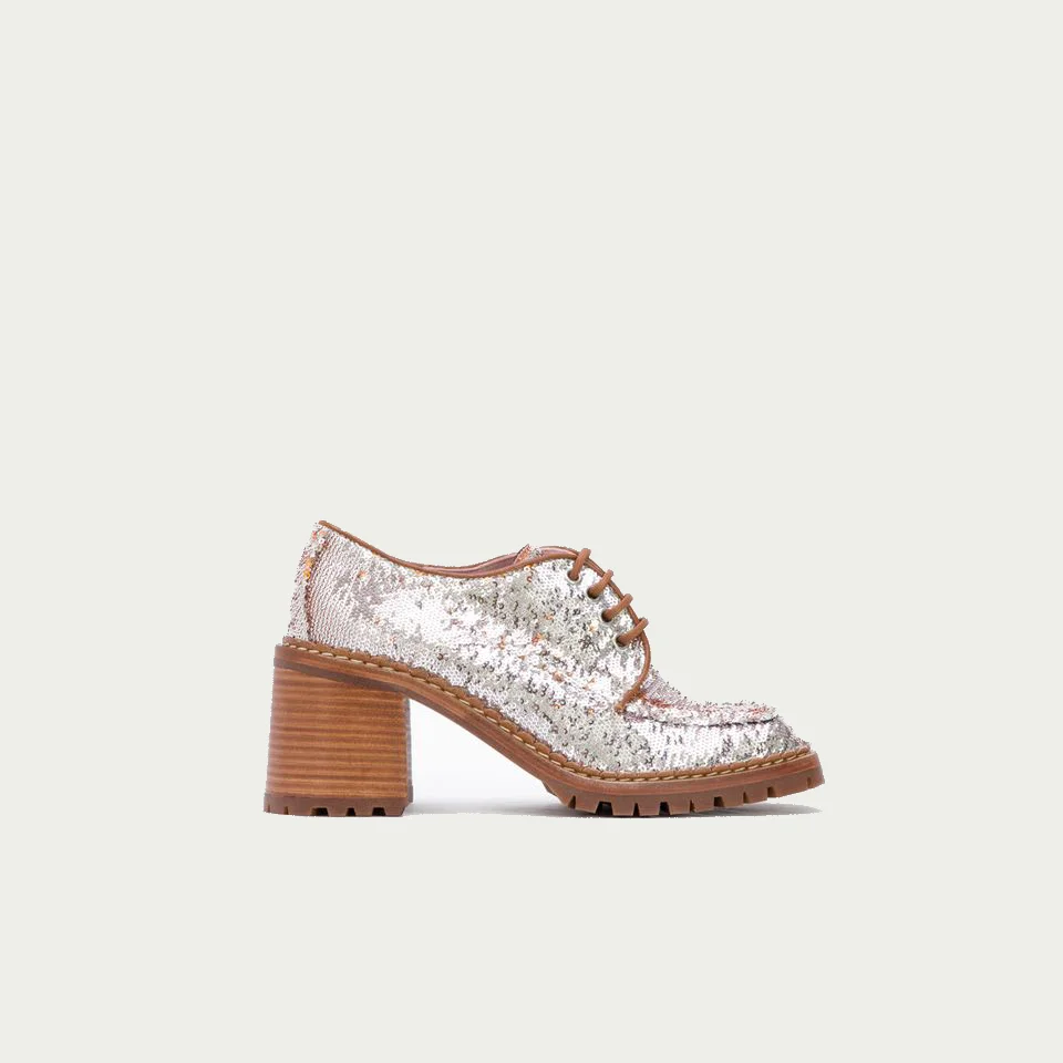 Φωτογραφία προϊόντος: Ras Silver metallic sequins lace-up high loafers 6868