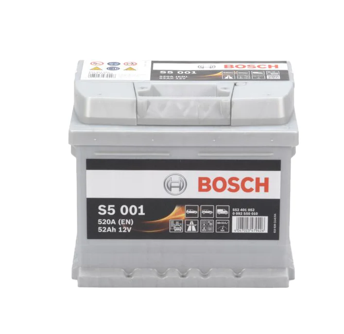 Φωτογραφία προϊόντος: Bosch S5001 – Μπαταρία Αυτοκινήτου 12V 52Ah 520A (EN) – 207×175×175 mm Δ+