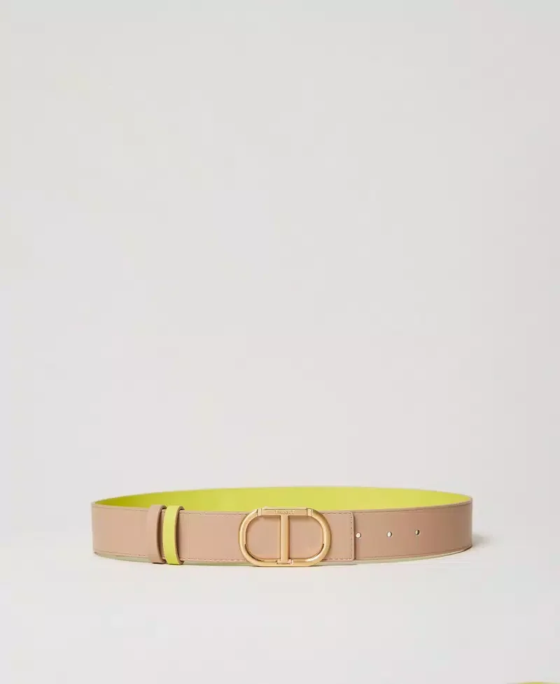 Φωτογραφία προϊόντος: Twinset Reversible belt with double loop 241TA4121 Two-tone “Hazelnut” Brown / Light Lemon
