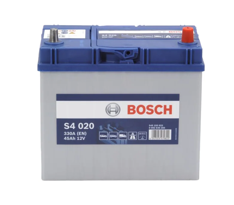Φωτογραφία προϊόντος: Bosch S4020 – Μπαταρία Αυτοκινήτου 12V 45Ah 330A (EN) – 238×129×227 mm Δ+ (στενοί πόλοι)