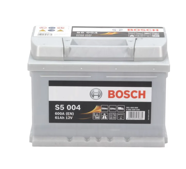 Φωτογραφία προϊόντος: Bosch S5004 – Μπαταρία Αυτοκινήτου 12V 61Ah 600A (EN) – 242×175×175 mm Δ+