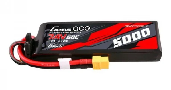 Φωτογραφία προϊόντος: Gens ace G-Tech 5000mAh 7.4V 60C 2S1P Lipo PC material case with XT60 Plug