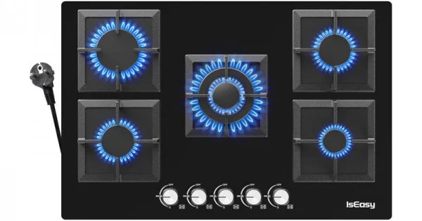 Φωτογραφία προϊόντος: Glass Gas Stove IsEasy MGBG-775S2 Five-zones (square)