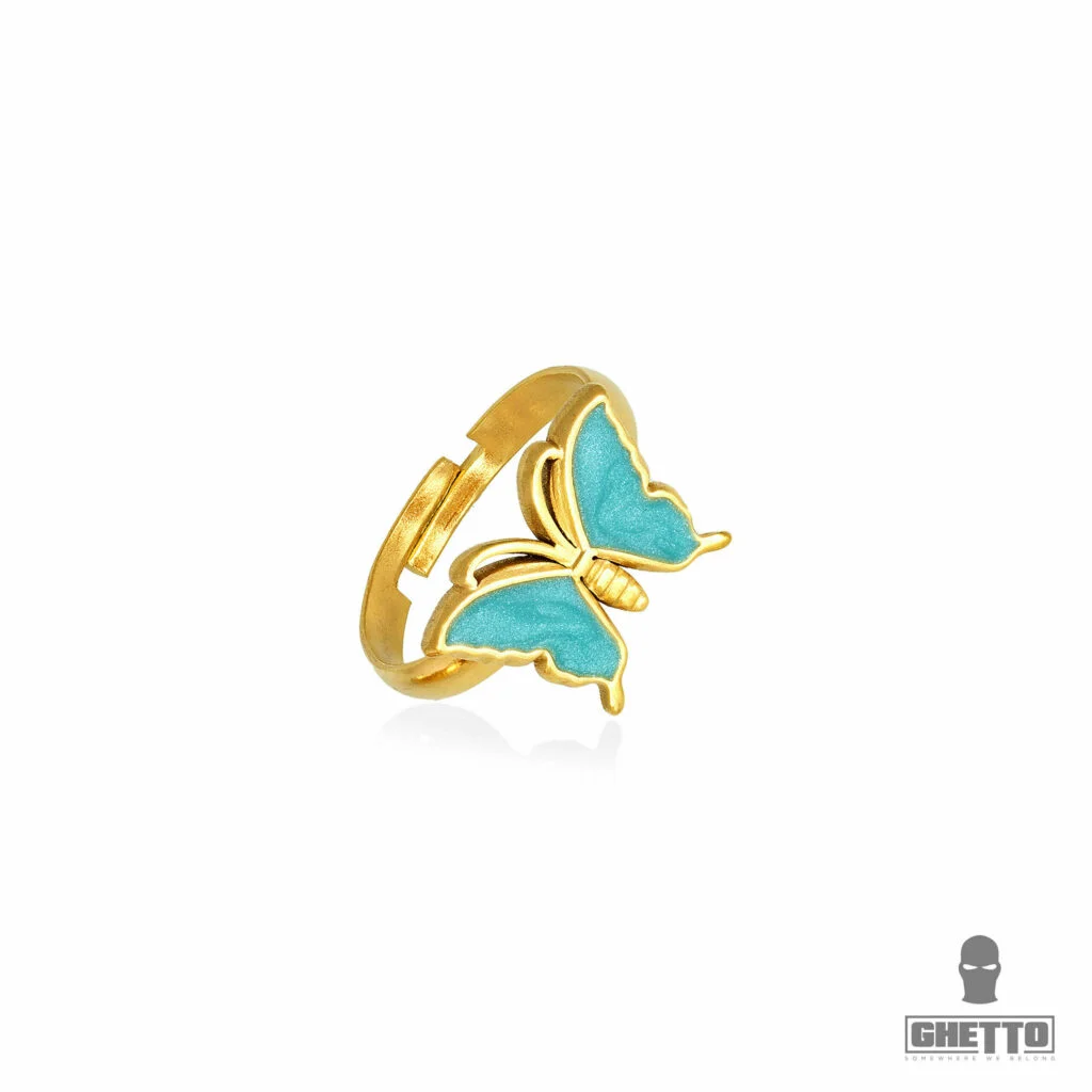 Φωτογραφία προϊόντος: Ghetto Butterfly Shaped Adjustable Gold Ring Turquoise