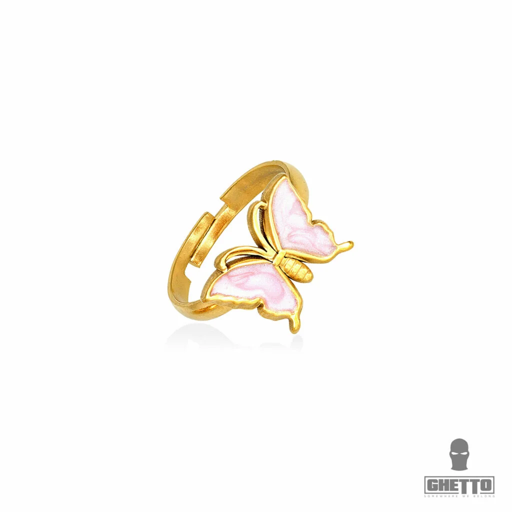 Φωτογραφία προϊόντος: Ghetto Butterfly Shaped Adjustable Gold Ring Pink