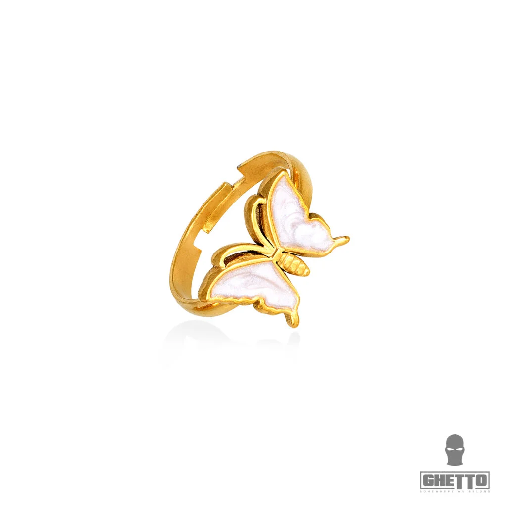 Φωτογραφία προϊόντος: Ghetto Butterfly Shaped Adjustable Gold Ring White