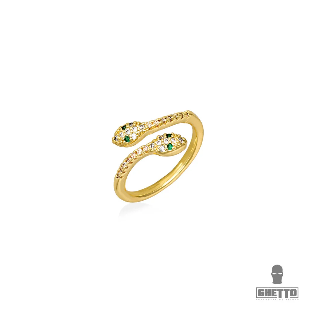 Φωτογραφία προϊόντος: Ghetto Snakes Ring Iced Out Full Rhinestone Crystal Gold