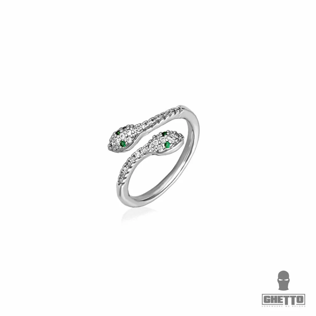 Φωτογραφία προϊόντος: Ghetto Snakes Ring Iced Out Full Rhinestone Crystal Silver