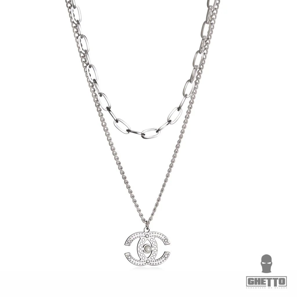Φωτογραφία προϊόντος: Ghetto Famous Brand Double C Pendant Double Layer Necklace For Women