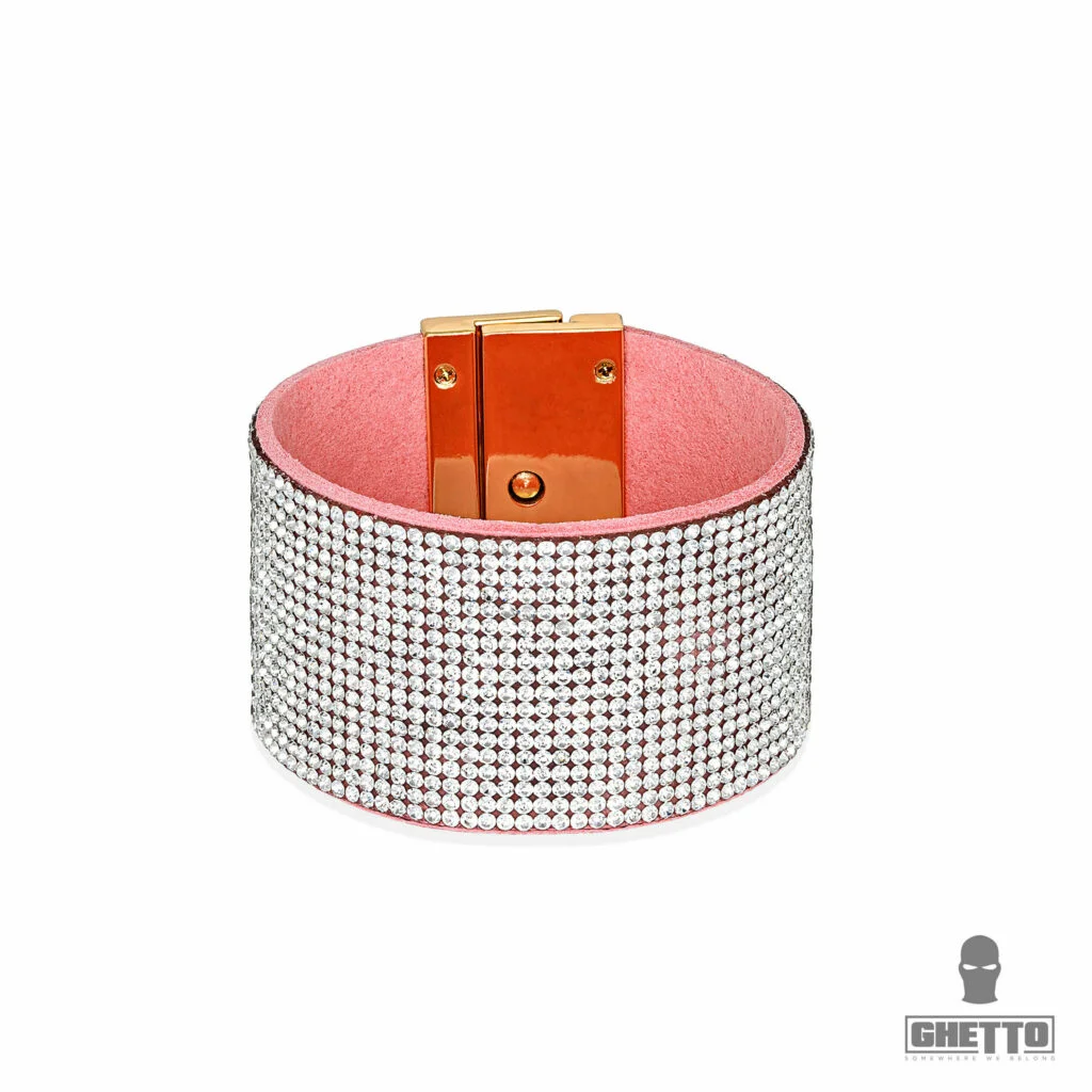 Φωτογραφία προϊόντος: Ghetto Leather Bracelet Full Iced Pink