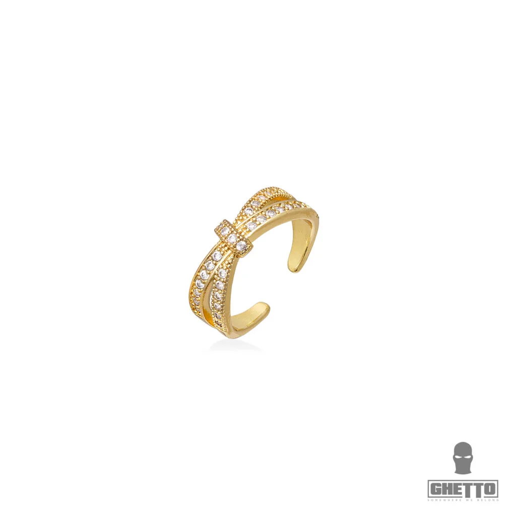 Φωτογραφία προϊόντος: Ghetto New Design Open Cross Diamond 18k Gold Ring
