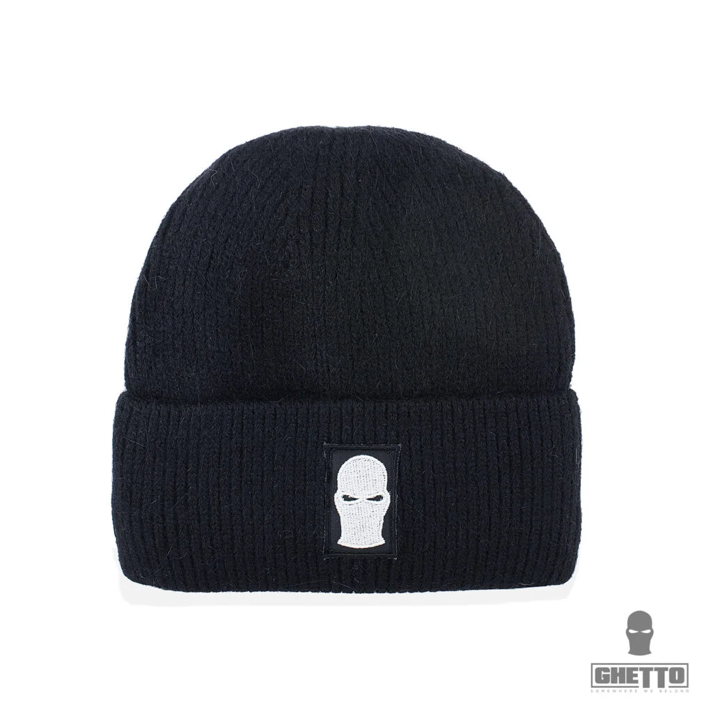 Φωτογραφία προϊόντος: Ghetto Mask Embroidery Logo Warm Winter Beanie | Unisex Black