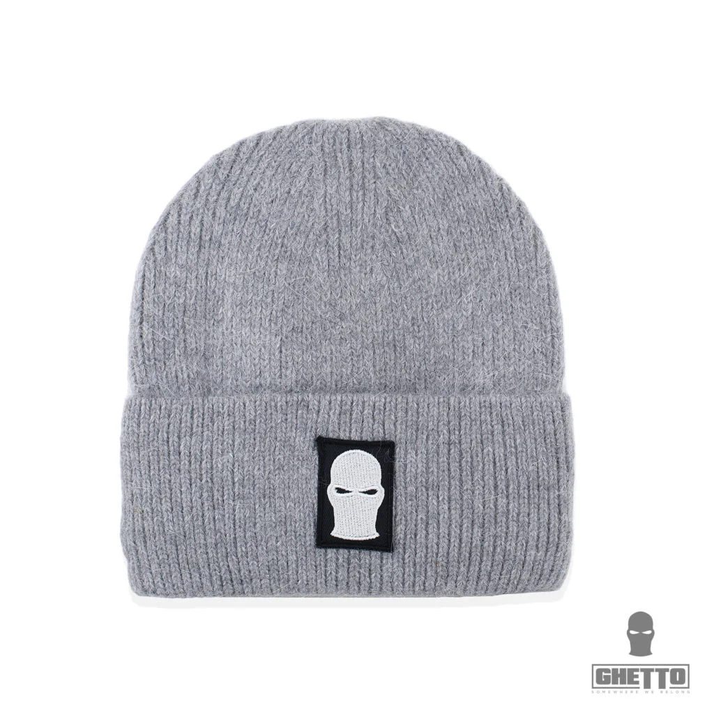 Φωτογραφία προϊόντος: Ghetto Mask Embroidery Logo Warm Winter Beanie | Unisex Grey