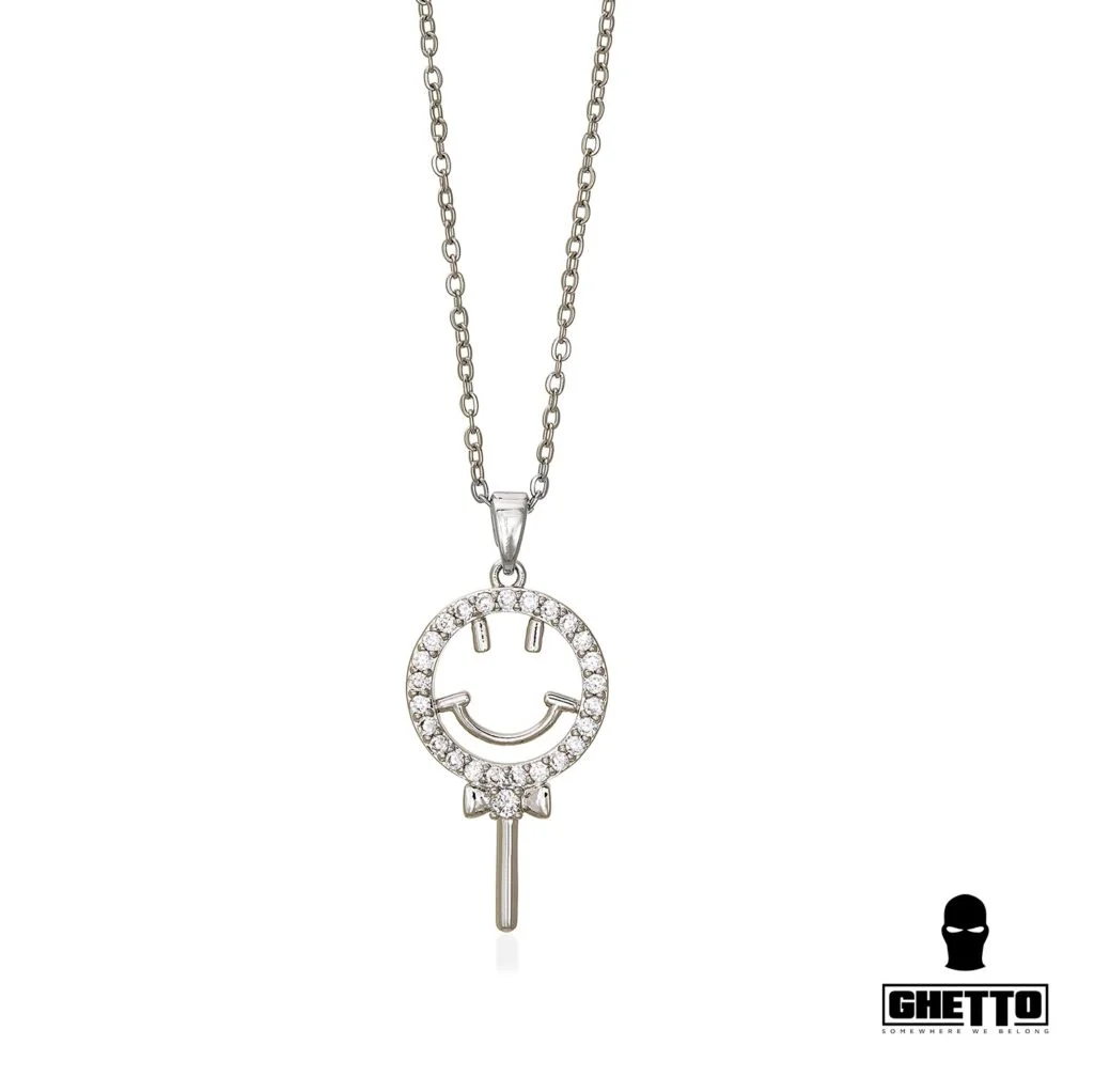 Φωτογραφία προϊόντος: Ghetto Smile Circle Zircon Pendant Necklace Silver