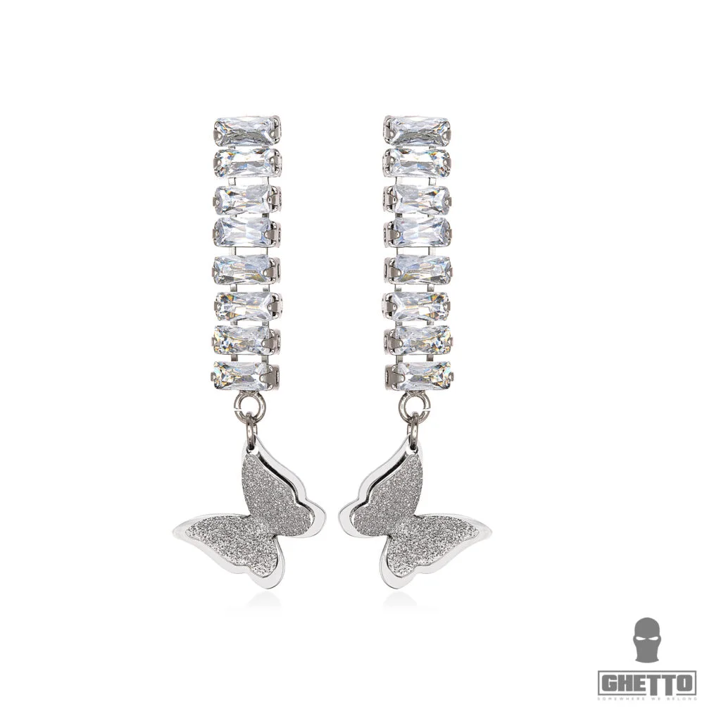 Φωτογραφία προϊόντος: Ghetto Long Zircon Butterfly Earrings Stainless Steel For Women