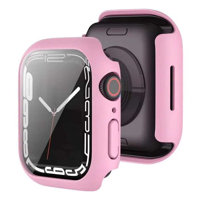 Φωτογραφία προϊόντος: 2-in-1 Hard Frame Pink + Tempered Glass Apple Watch 44mm