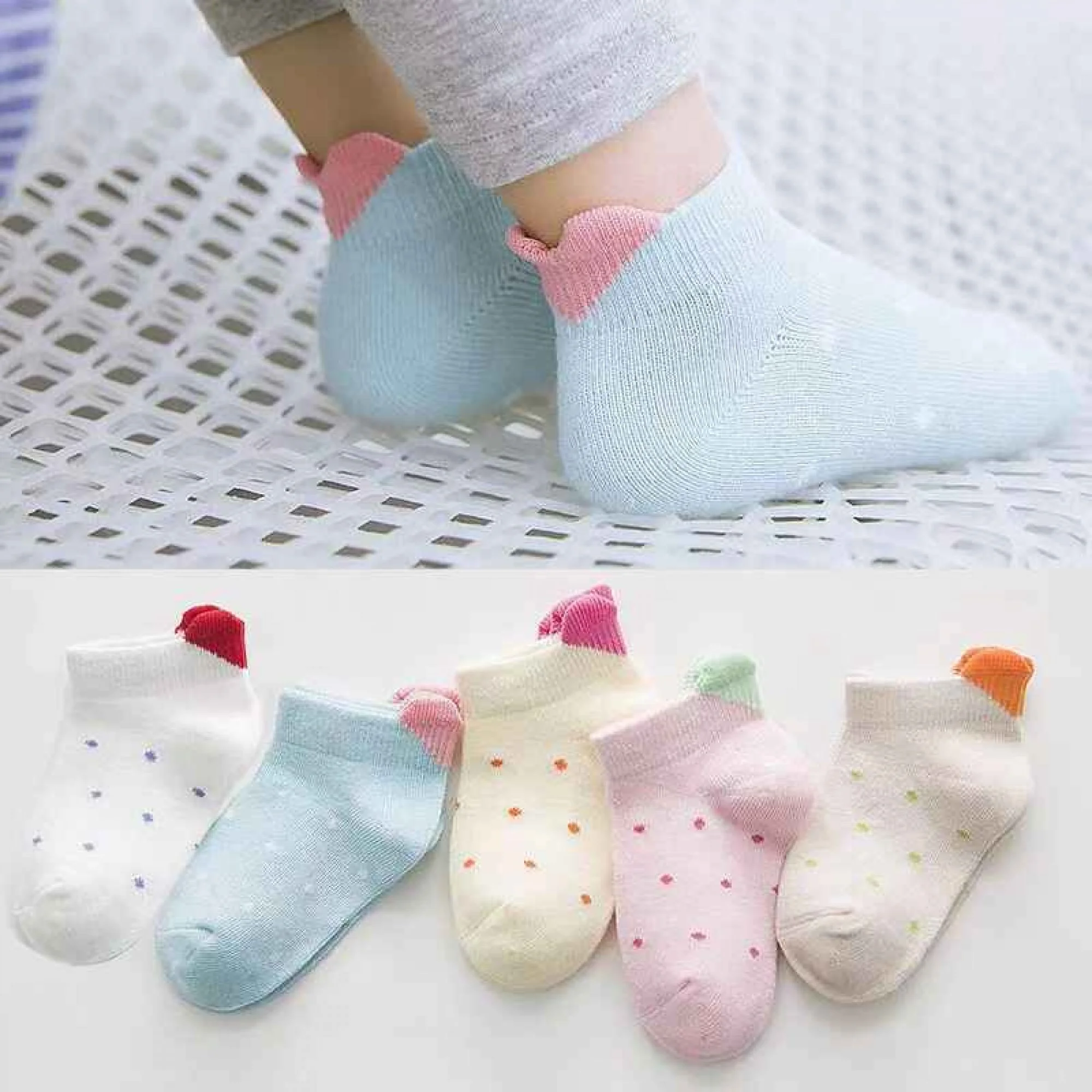 Φωτογραφία προϊόντος: Tites Chaussettes Tites Chaussettes Σετ 5 καλτσάκια πουά και καρδούλα στη φτέρνα (lkid-multi)