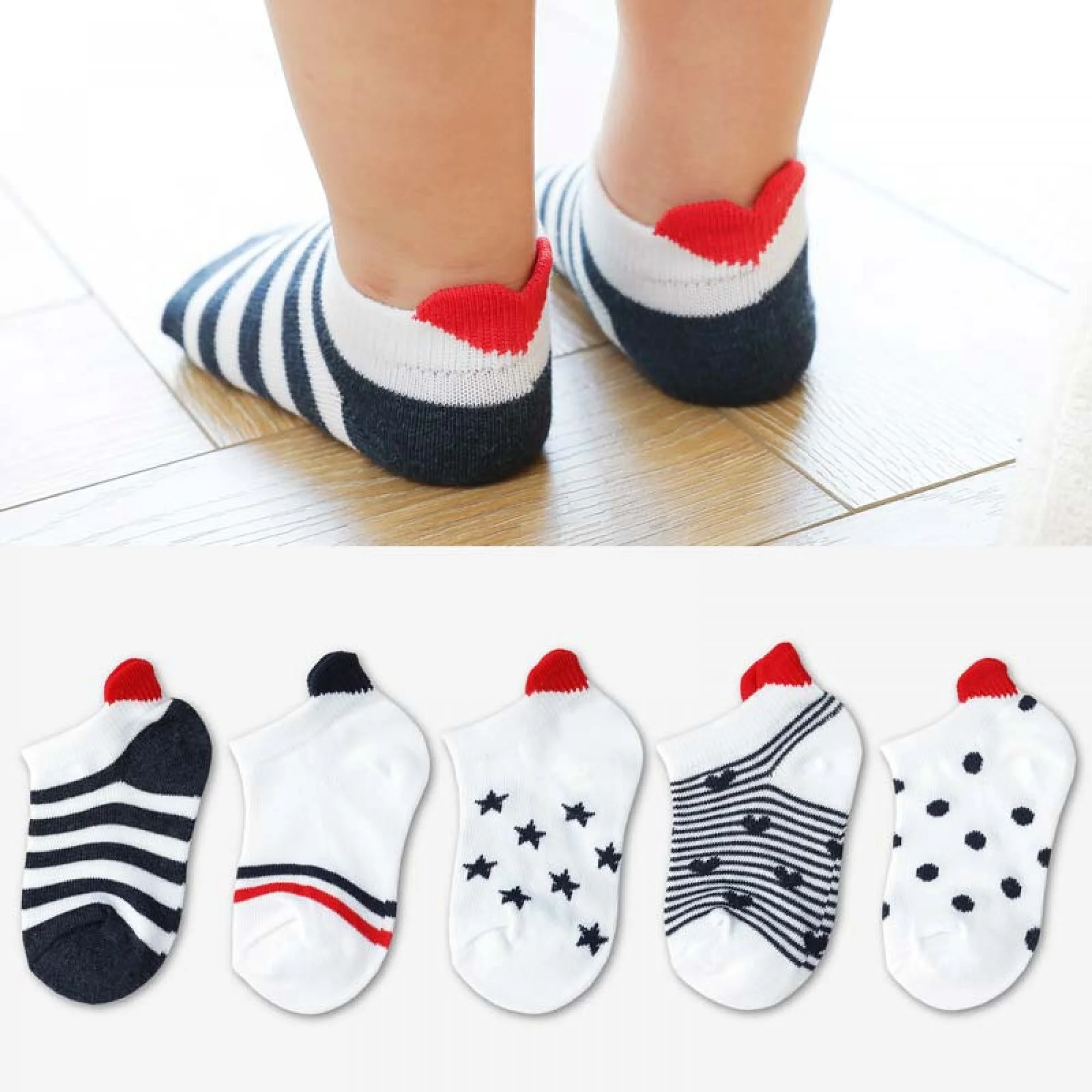 Φωτογραφία προϊόντος: Tites Chaussettes Tites Chaussettes Σετ 5 καλτσάκια favorite και καρδούλα στη φτέρνα (lkid-cc)