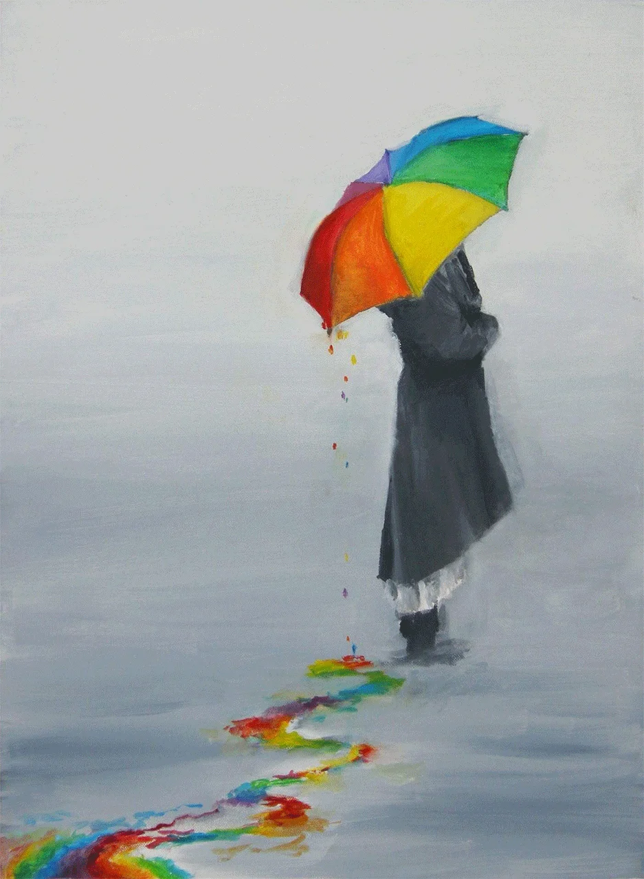 Φωτογραφία προϊόντος: Πίνακας σε καμβά Colorful rain street art