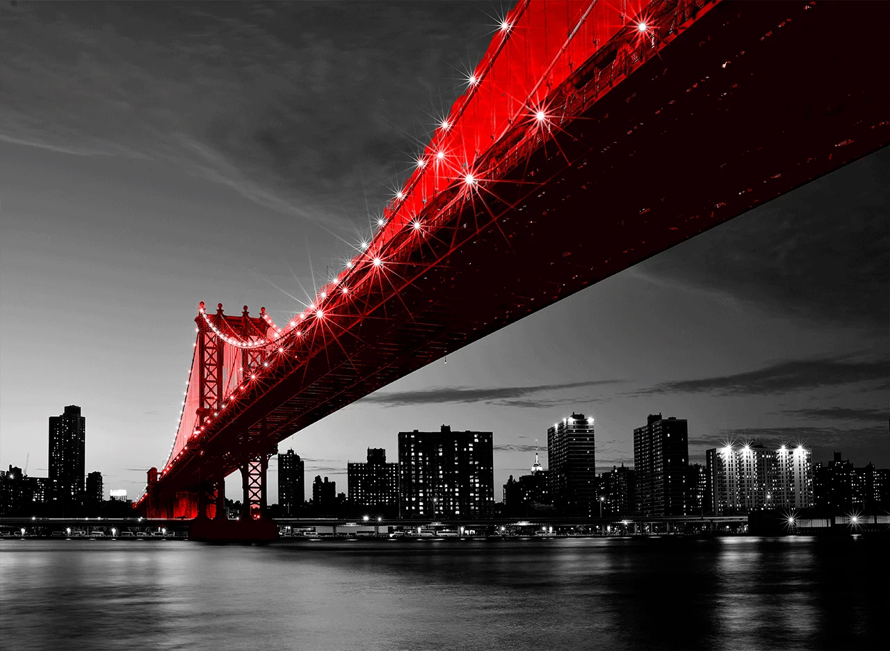 Φωτογραφία προϊόντος: Manhattan Bridge Red +amp; Gray πίνακας σε καμβά