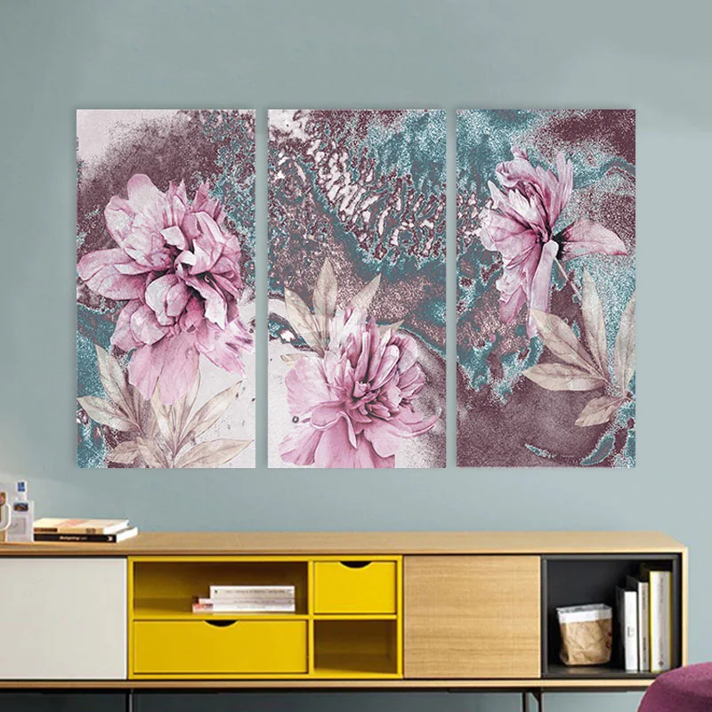 Φωτογραφία προϊόντος: Πίνακας σε καμβά Pink Peonies τρίπτυχος