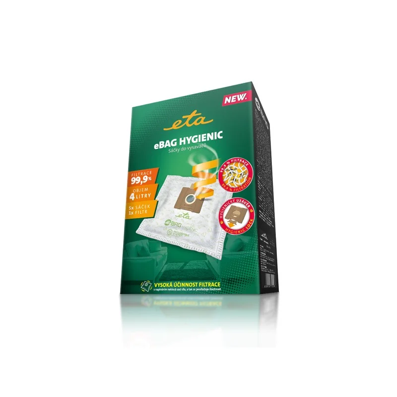 Φωτογραφία προϊόντος: ETA eBAG HYGIENIC 9600 68010 Σακούλες 4lt Ηλεκτρικής σκούπας-5τεμ με υγειονομικό κλείσιμο+φίλτρο