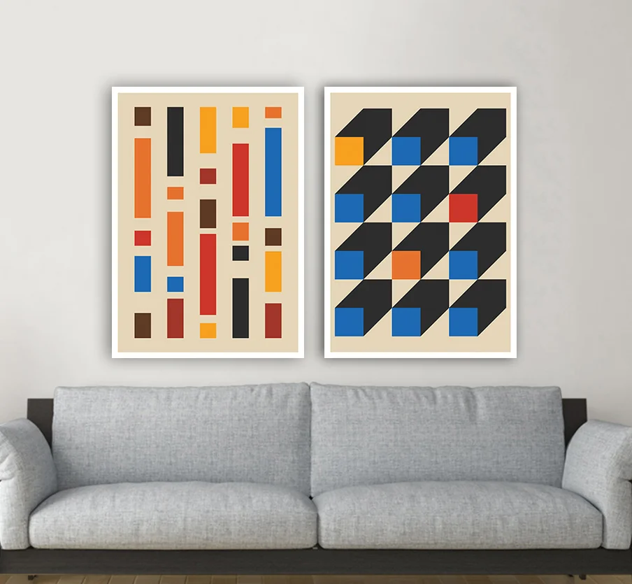 Φωτογραφία προϊόντος: Πίνακας σε καμβά retro graphic art δίπτυχος