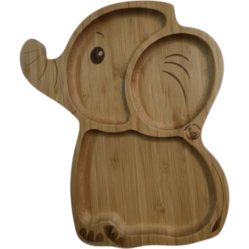 Φωτογραφία προϊόντος: Cute Elephant, Πιάτο από μπαμπού με χωρίσματα και βεντούζα σε διάφορα χρώματα, Queen Mother