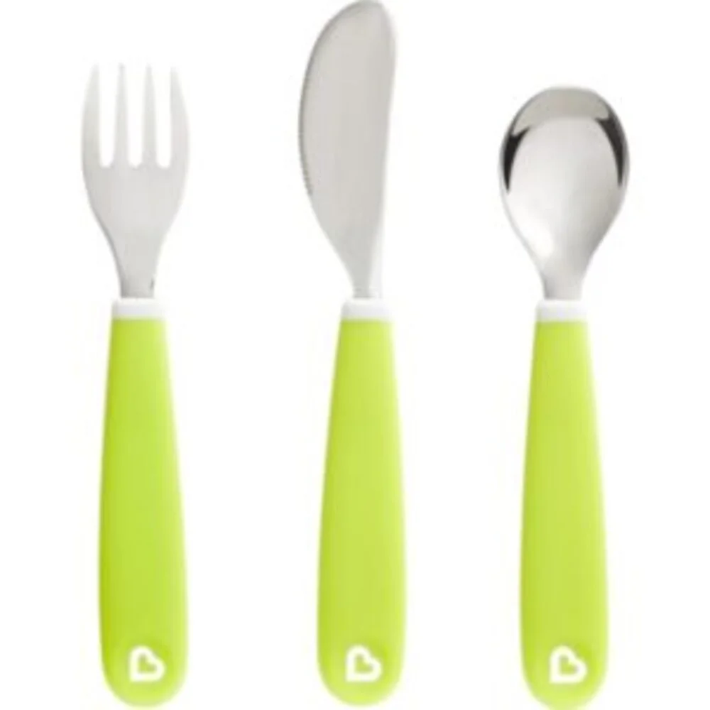 Φωτογραφία προϊόντος: Light Green Splash Cutlery Set, Εκπαιδευτικό Σετ Μαχαίρι-Πιρούνι-Κουτάλι 3τμχ Munchkin