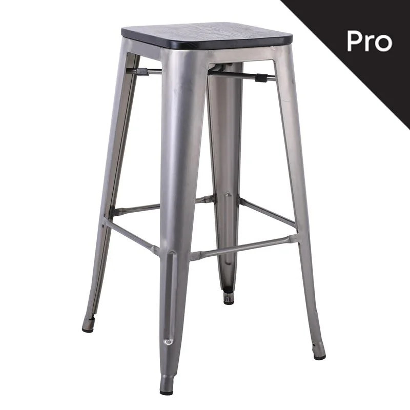 Φωτογραφία προϊόντος: RELIX Wood Σκαμπό Bar-Pro, Απόχρωση Metal με Διακοσμητική Σκουριά, Απόχρωση Ξύλου Μαύρο